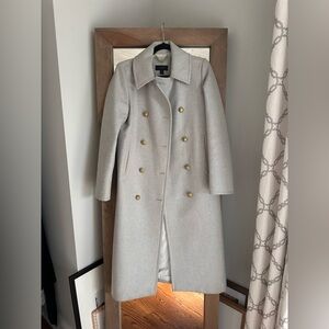 Classic Double-Breasted Wool Coat in Light Gray